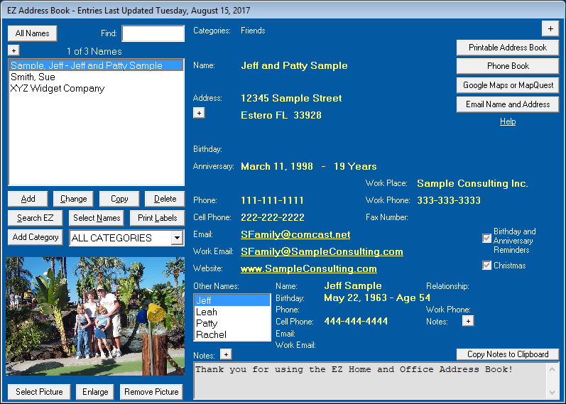 EZ Address Book Lookup and Entry Screen