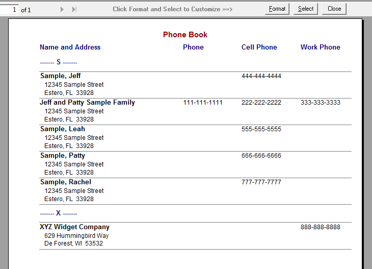 Printable Phone Book