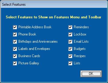 Select Address Book Features